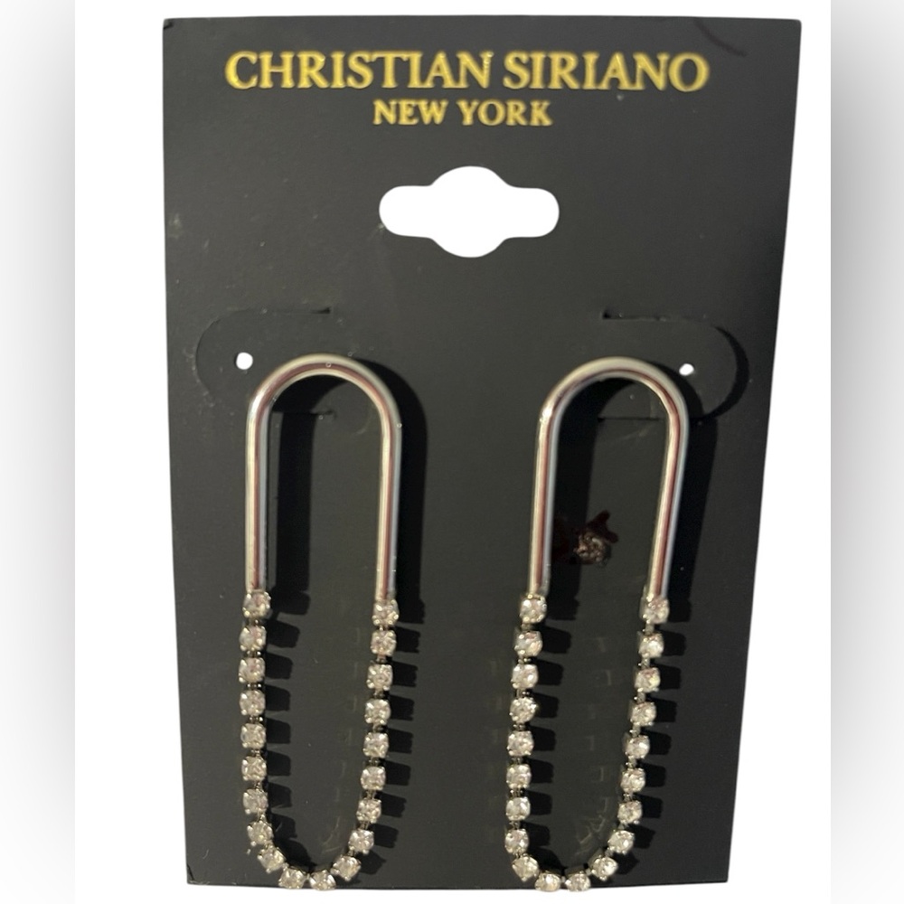 Christian Siriano Silver and Crystal Drop Earrings NEW